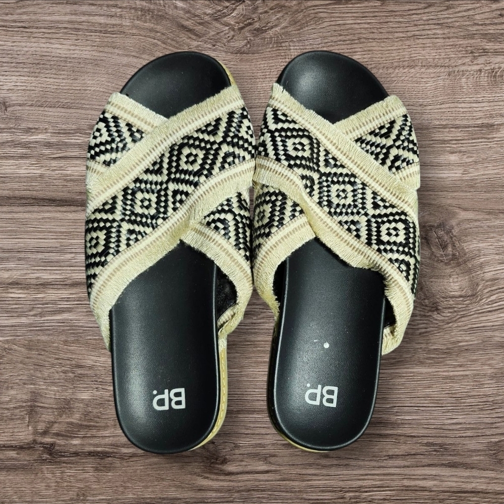 BP Booker Woven Textile Platform Slide Sz 7